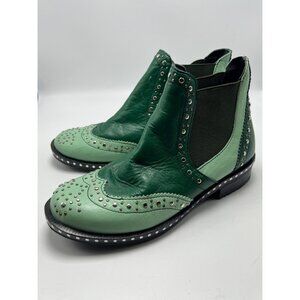 Grotti Green Studded Wingtip Ankle Boots sz 37